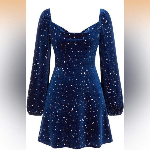 Cider Dresses & Skirts - New with Tags - Cider Midnight Blue Celestial Velvet Dress
